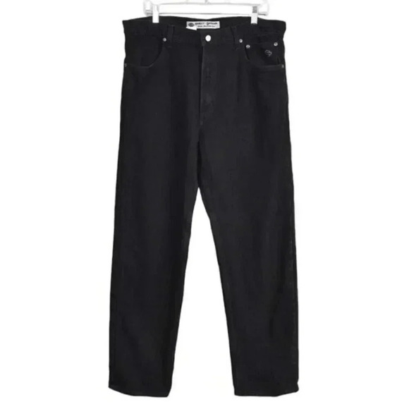 Harley Davidson Black Jeans Denim Biker Moto Size 38x32 - Picture 1 of 11